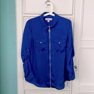 MICHAEL KORS Blue Zip Front Shirt